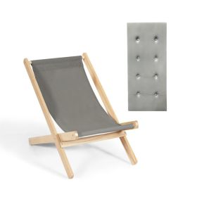 3-Position Adjustable and Foldable Wood Beach Sling Chair with Free Cushion