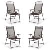 Set of 4 Patio Folding Sling Chairs Steel Camping Deck