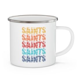 Enamel Camping Mug, Saints Colorful Art Illustration