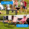 Foldable Camping Table Collapsible Picnic Aluminum Alloy Grill Stand Max Load BBQ Table with 2 Side Trays