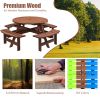 8 Person Wooden Picnic Table, Outdoor Camping Dining Table with Seat, Garden, DIY w/ 4 Built-in Benches, 2220lb Capacity