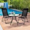 2 Pieces Portable Patio Folding Dining Chairs with Headrests Adjust