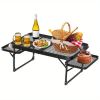 Foldable Camping Table Collapsible Picnic Aluminum Alloy Grill Stand Max Load BBQ Table with 2 Side Trays