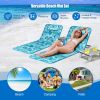 3 Pieces Beach Lounge Chair Mat Set 2 Adjustable Lounge Chairs with Table Stripe