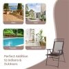 4pcs Patio Folding Sling Chairs Camping Chair,Steel,Coffee Color