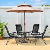 2 Pieces Portable Patio Folding Dining Chairs with Headrests Adjust