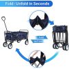 YSSOA Rolling Collapsible Garden Cart Camping Wagon, with 360 Degree Swivel Wheels & Adjustable Handle, 220lbs Weight Capacity,Blue