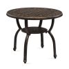 Cast Aluminum Outdoor Side Table, Anti-Rust Outdoor Round End Table, Patio Coffee Bistro Table for Indoor Garden Porch Balcony, Antique Bronze