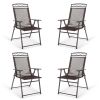 4pcs Patio Folding Sling Chairs Camping Chair,Steel,Coffee Color