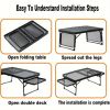 Foldable Camping Table Collapsible Picnic Aluminum Alloy Grill Stand Max Load BBQ Table with 2 Side Trays