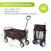 YSSOA Rolling Collapsible Garden Cart Camping Wagon, with 360 Degree Swivel Wheels & Adjustable Handle, 220lbs Weight Capacity,Brown