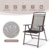 4pcs Patio Folding Sling Chairs Camping Chair,Steel,Coffee Color