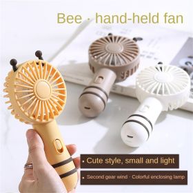 New Little Bee Hand-held Fan Student Mini Portable Fan Office Mute USB Charging Electric Fan outdoor Camping Air (Color: White)