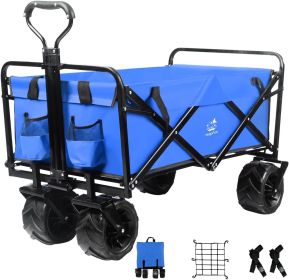 Collapsible Heavy Duty Beach Wagon Cart Outdoor Folding Utility Camping Garden Beach Cart With Universal Wheels Adjustable Handle Shopping (Color: General)