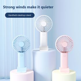 Mini Electric Fan Portable 3 Gears Wind Speed Adjustment Air Cooler High Quality Summer Cooling Fan Camping Rechargeable Home (Color: Pink)