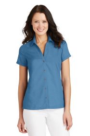 Port Authority Ladies Textured Camp Shirt L662 (Color: Celadon)