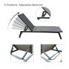 Outdoor 2-Pcs Set Chaise Lounge Chairs, Five-Position Adjustable Aluminum Recliner, All Weather For Patio, Beach, Yard, Pool RT