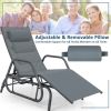 Outdoor Chaise Lounge Glider Chair with Armrests and Pillow