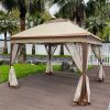 Outdoor 11x 11Ft Pop Up Gazebo Canopy With Removable Zipper Netting,2-Tier Soft Top Event Tent,Suitable For Patio Backyard Garden Camping Area