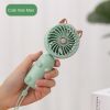 Portable Foldable Hand Held Fan with Cat Ears Mini Fan with USB Rechargeable Battery Outdoor Handheld Fan Camping Accessories